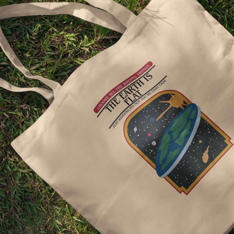 Flat Earth Satire Tote Bag