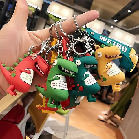 Cartoon Dinosaur Keychain with Strap – Funky Dinos Collection
