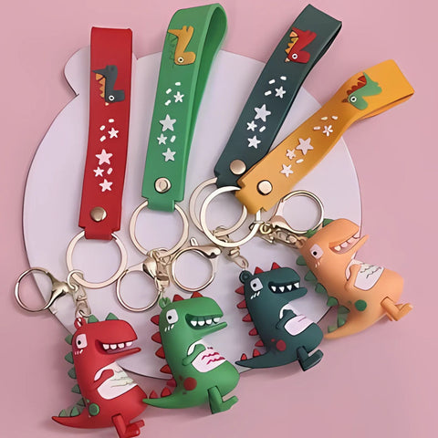 Cartoon Dinosaur Keychain with Strap – Funky Dinos Collection