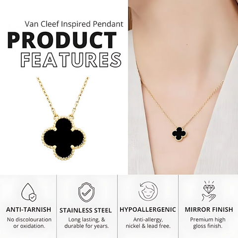 Stainless Steel Van Clover Pendant Necklace for Women