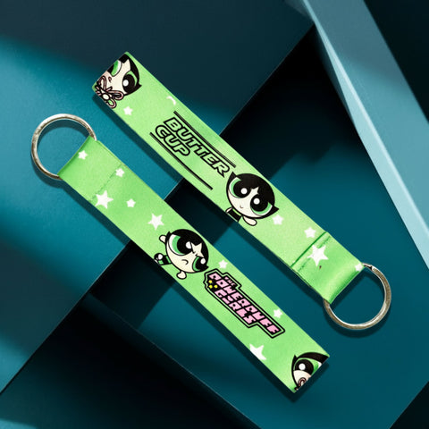 Powerpuff Girls Satin Keychain Strap – Pink (Trio) / Green (Buttercup)