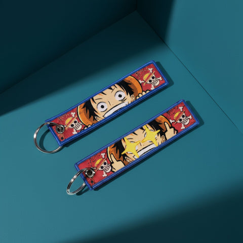 One Piece Luffy Embroidered ANIME Keychain – Double Sided