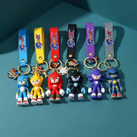 Sonic Silicone Keychain with Strap – 6 Variants | 3D Cartoon Keychain