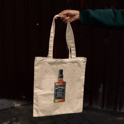 Jack Daniel's Bottle Print Tote Bag – 350 GSM | 14x16 inch