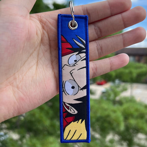 One Piece Luffy Embroidered ANIME Keychain – Double Sided