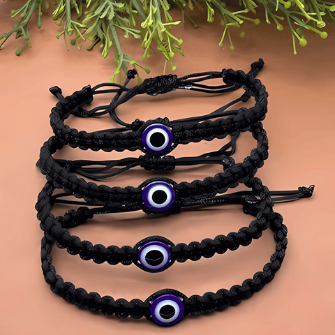 Evil Eye Charms Black Thread Adjustable Bracelet